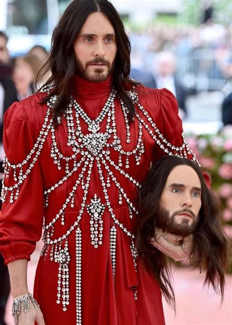 gucci head met ball|Jared Leto Carried His Own Head on the Met Gala Red Carpet.